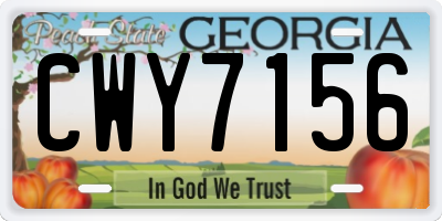 GA license plate CWY7156