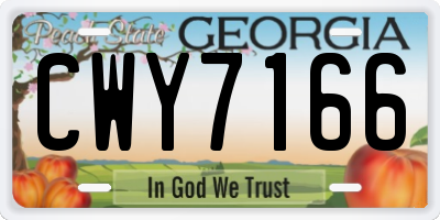GA license plate CWY7166