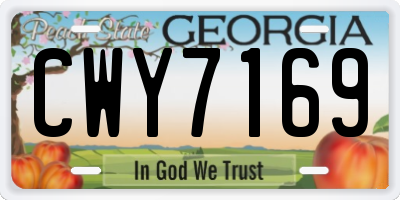 GA license plate CWY7169