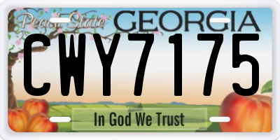 GA license plate CWY7175