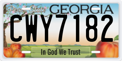 GA license plate CWY7182