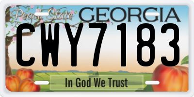 GA license plate CWY7183