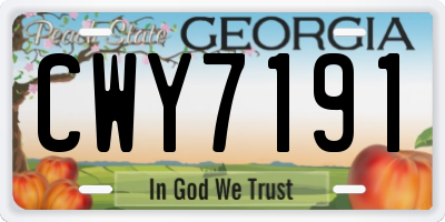 GA license plate CWY7191