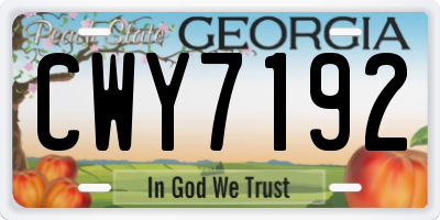 GA license plate CWY7192