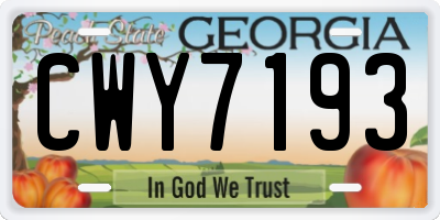 GA license plate CWY7193