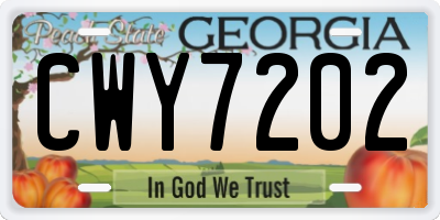 GA license plate CWY7202