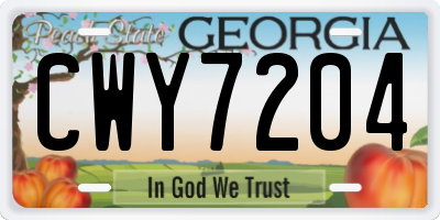 GA license plate CWY7204