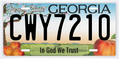 GA license plate CWY7210