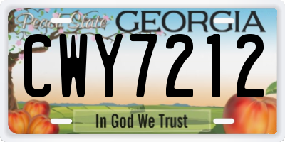 GA license plate CWY7212
