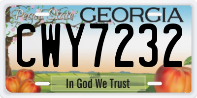 GA license plate CWY7232