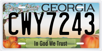 GA license plate CWY7243