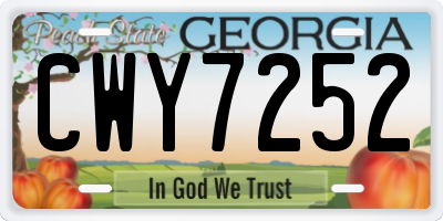GA license plate CWY7252