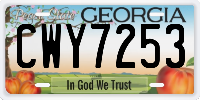 GA license plate CWY7253