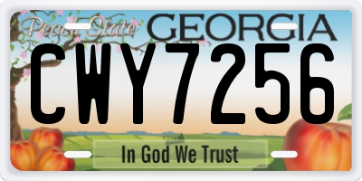 GA license plate CWY7256