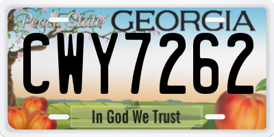 GA license plate CWY7262