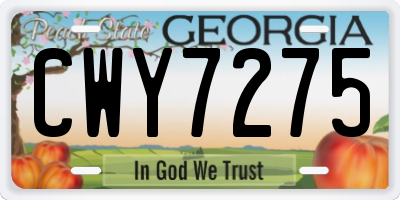 GA license plate CWY7275