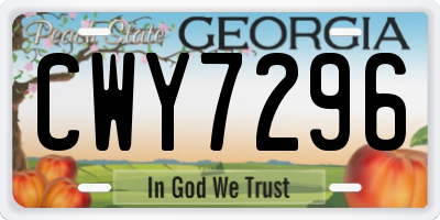 GA license plate CWY7296