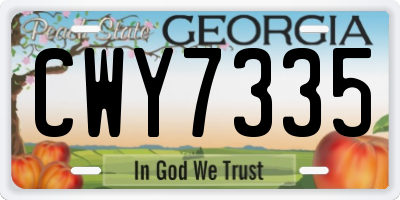 GA license plate CWY7335