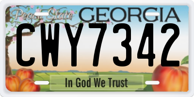 GA license plate CWY7342