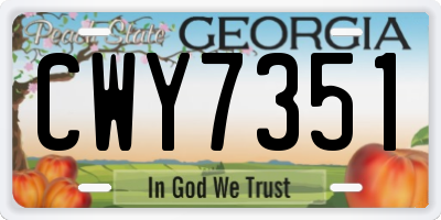 GA license plate CWY7351