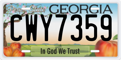 GA license plate CWY7359