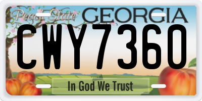 GA license plate CWY7360