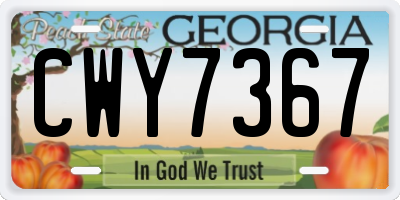 GA license plate CWY7367
