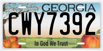 GA license plate CWY7392