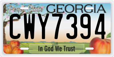 GA license plate CWY7394