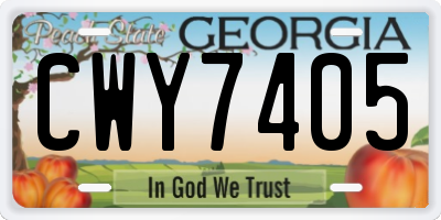 GA license plate CWY7405