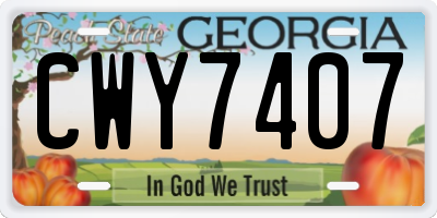 GA license plate CWY7407