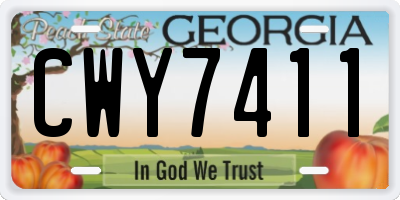GA license plate CWY7411
