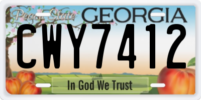 GA license plate CWY7412