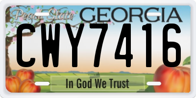 GA license plate CWY7416