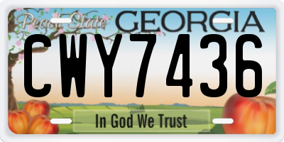 GA license plate CWY7436