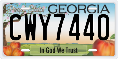 GA license plate CWY7440