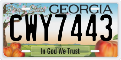 GA license plate CWY7443