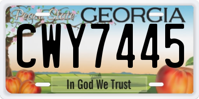 GA license plate CWY7445