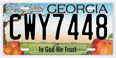 GA license plate CWY7448
