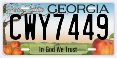 GA license plate CWY7449