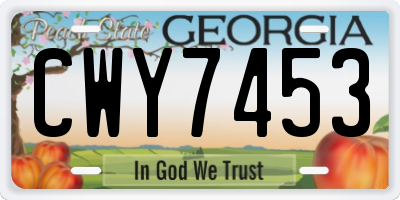 GA license plate CWY7453