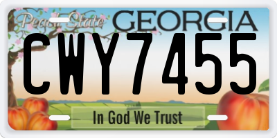 GA license plate CWY7455