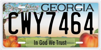 GA license plate CWY7464