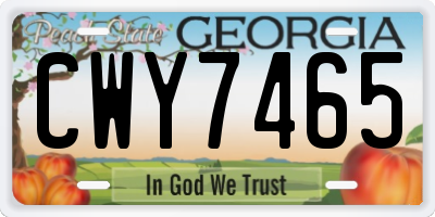 GA license plate CWY7465