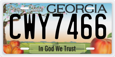 GA license plate CWY7466