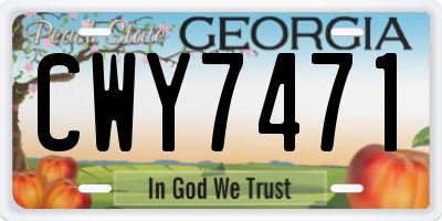 GA license plate CWY7471