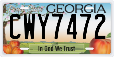 GA license plate CWY7472