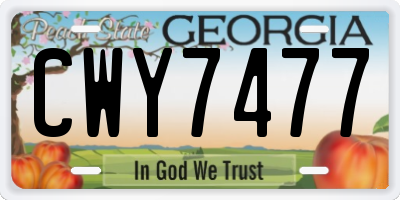 GA license plate CWY7477