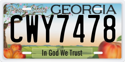 GA license plate CWY7478
