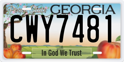 GA license plate CWY7481